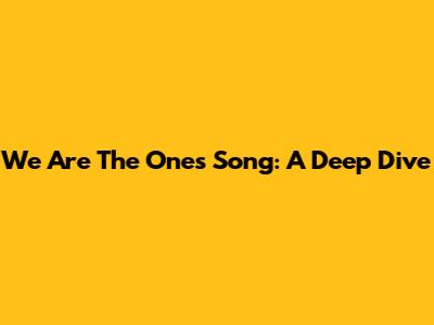"We Are The Ones" Song: A Deep Dive
