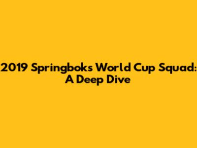 2019 Springboks World Cup Squad: A Deep Dive