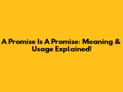 A Promise Is A Promise: Meaning & Usage Explained!