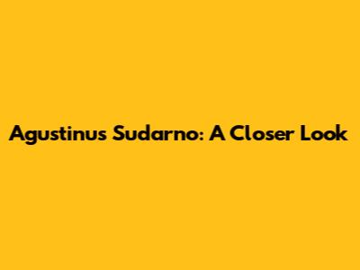 Agustinus Sudarno: A Closer Look