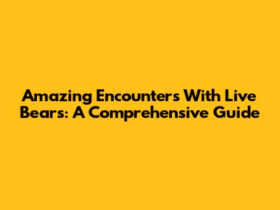 Amazing Encounters With Live Bears: A Comprehensive Guide