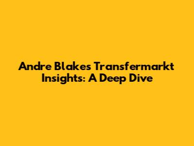 Andre Blake's Transfermarkt Insights: A Deep Dive