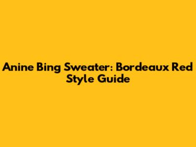 Anine Bing Sweater: Bordeaux Red Style Guide