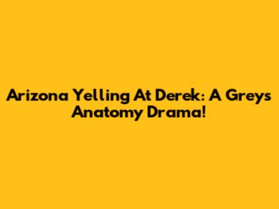 Arizona Yelling At Derek: A Grey's Anatomy Drama!