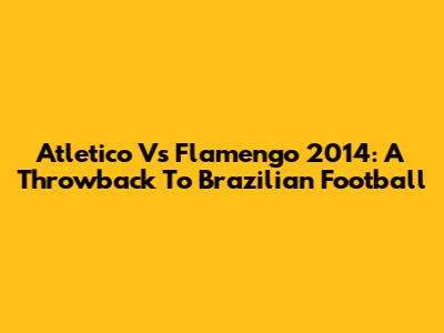 Atletico Vs Flamengo 2014: A Throwback To Brazilian Football