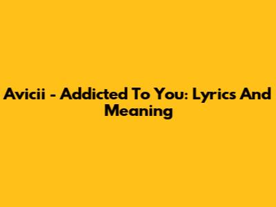 Avicii - Addicted To You: Lyrics And Meaning