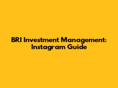 BRI Investment Management: Instagram Guide