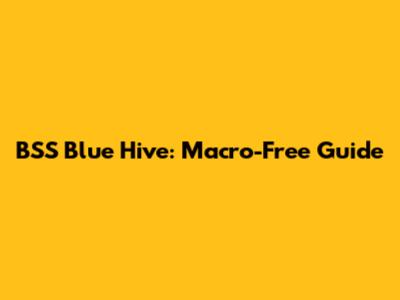 BSS Blue Hive: Macro-Free Guide