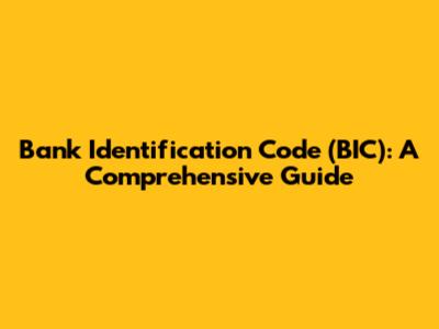 Bank Identification Code (BIC): A Comprehensive Guide