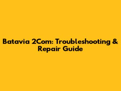 Batavia 2Com: Troubleshooting & Repair Guide