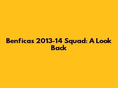 Benfica's 2013-14 Squad: A Look Back
