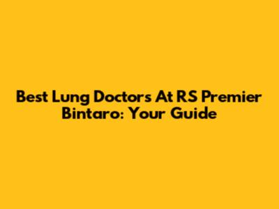 Best Lung Doctors At RS Premier Bintaro: Your Guide