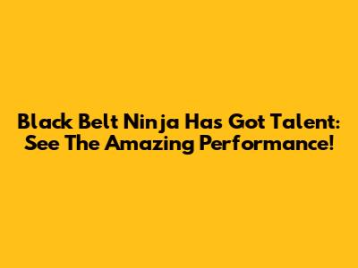 Black Belt Ninja Has Got Talent: See The Amazing Performance!