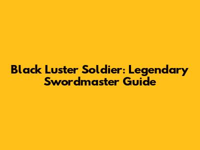 Black Luster Soldier: Legendary Swordmaster Guide
