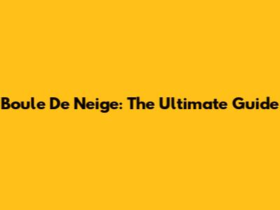 Boule De Neige: The Ultimate Guide