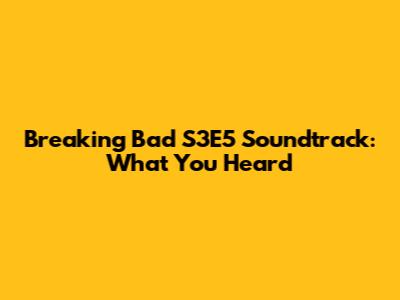 Breaking Bad S3E5 Soundtrack: What You Heard
