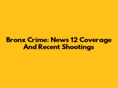 Bronx Crime: News 12 Coverage And Recent Shootings
