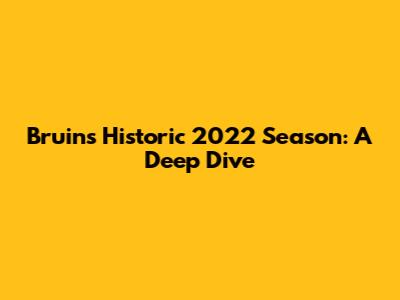 Bruins' Historic 2022 Season: A Deep Dive