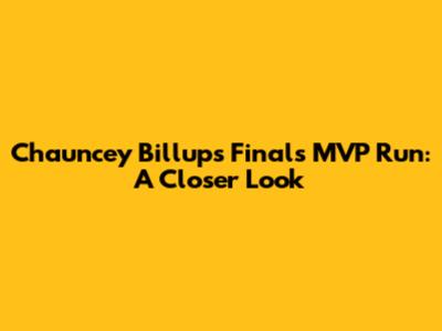 Chauncey Billups' Finals MVP Run: A Closer Look