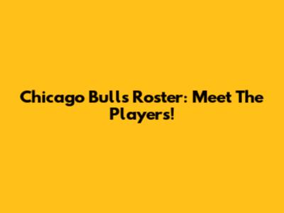 Chicago Bulls Roster: Meet The Players!