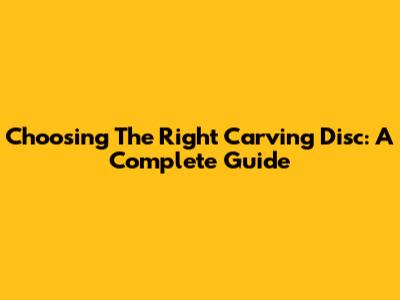 Choosing The Right Carving Disc: A Complete Guide