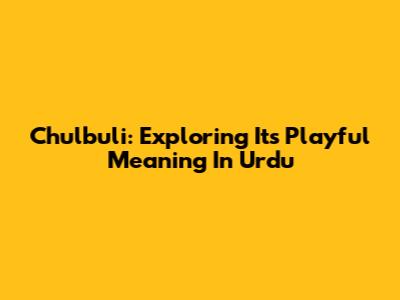 Chulbuli: Exploring Its Playful Meaning In Urdu