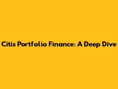 Citi's Portfolio Finance: A Deep Dive