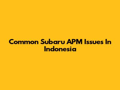 Common Subaru APM Issues In Indonesia