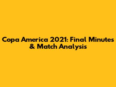 Copa America 2021: Final Minutes & Match Analysis