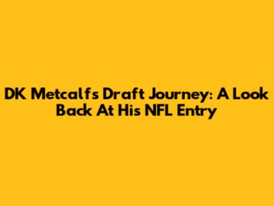 DK Metcalf's Draft Journey: A Look Back At His NFL Entry
