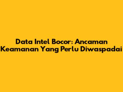 Data Intel Bocor: Ancaman Keamanan Yang Perlu Diwaspadai