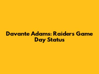 Davante Adams: Raiders Game Day Status