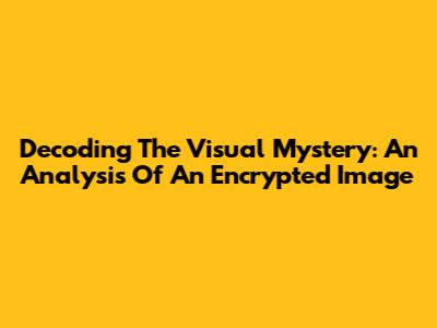 Decoding The Visual Mystery: An Analysis Of An Encrypted Image