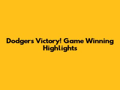 Dodgers Victory! Game Winning Highlights