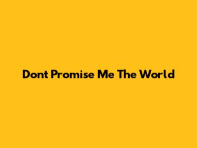 Don't Promise Me The World