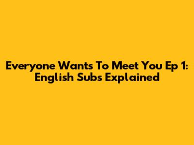 Everyone Wants To Meet You Ep 1: English Subs Explained