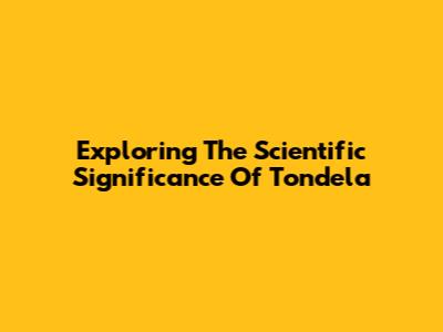 Exploring The Scientific Significance Of Tondela