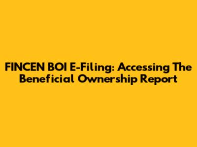 FINCEN BOI E-Filing: Accessing The Beneficial Ownership Report