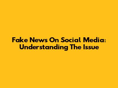 Fake News On Social Media: Understanding The Issue