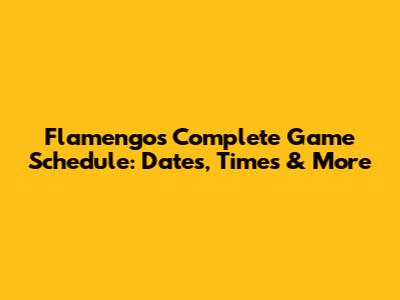 Flamengo's Complete Game Schedule: Dates, Times & More