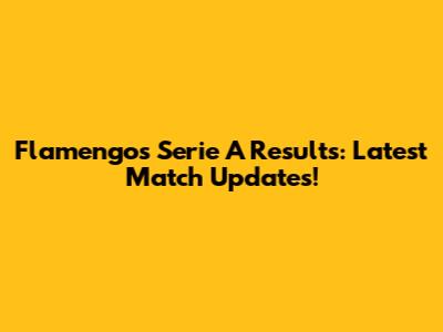 Flamengo's Serie A Results: Latest Match Updates!