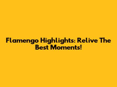 Flamengo Highlights: Relive The Best Moments!