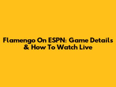 Flamengo On ESPN: Game Details & How To Watch Live