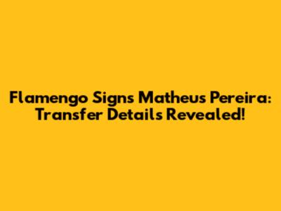 Flamengo Signs Matheus Pereira: Transfer Details Revealed!