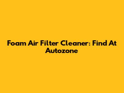 Foam Air Filter Cleaner: Find At Autozone