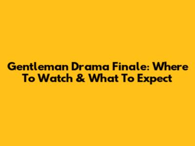 Gentleman Drama Finale: Where To Watch & What To Expect
