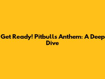 Get Ready! Pitbull's Anthem: A Deep Dive