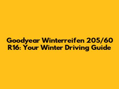 Goodyear Winterreifen 205/60 R16: Your Winter Driving Guide
