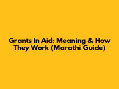 Grants In Aid: Meaning & How They Work (Marathi Guide)