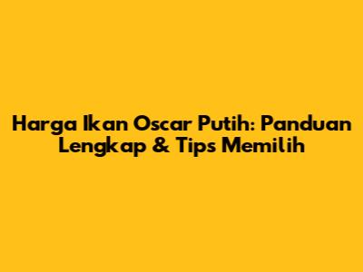 Harga Ikan Oscar Putih: Panduan Lengkap & Tips Memilih
